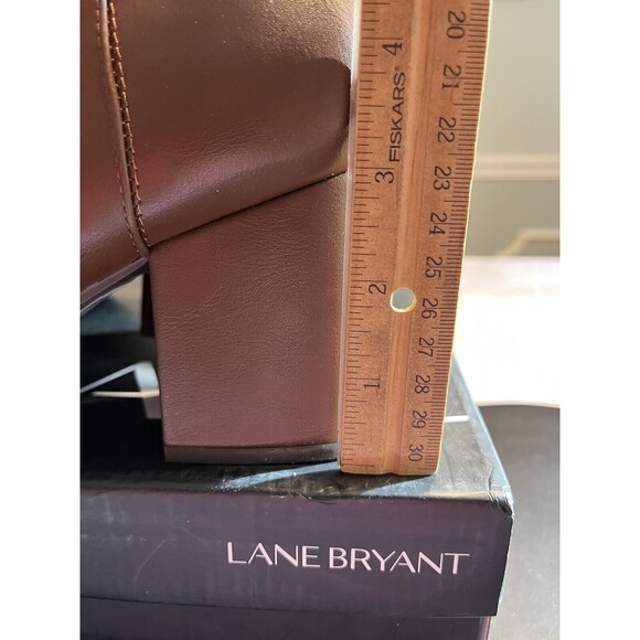Lane Bryant Brown Inside Zip Block Heel Ankle Booties Boots Sz 9 W - Picture 9 of 10